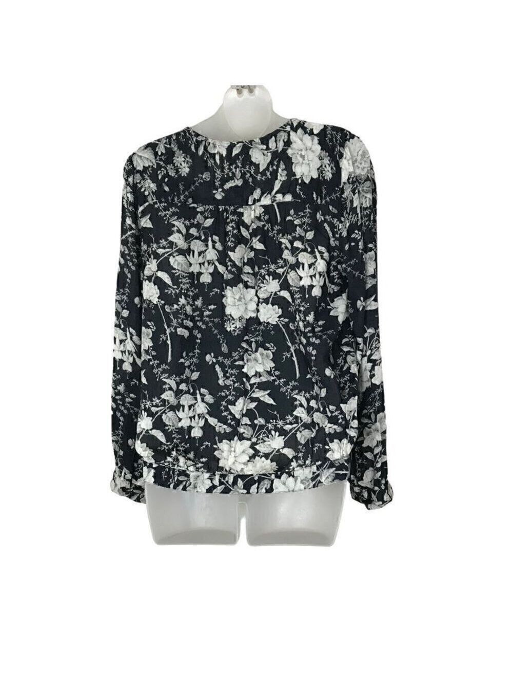 Lucky Brand Beautiful Black And White Floral Wrap Style Blouse With Ties Size S - Picture 5 of 8